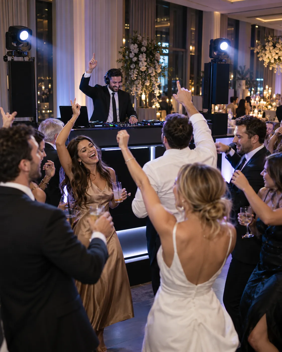 DJ și invitați pe ringul de dans la un eveniment privat elegant